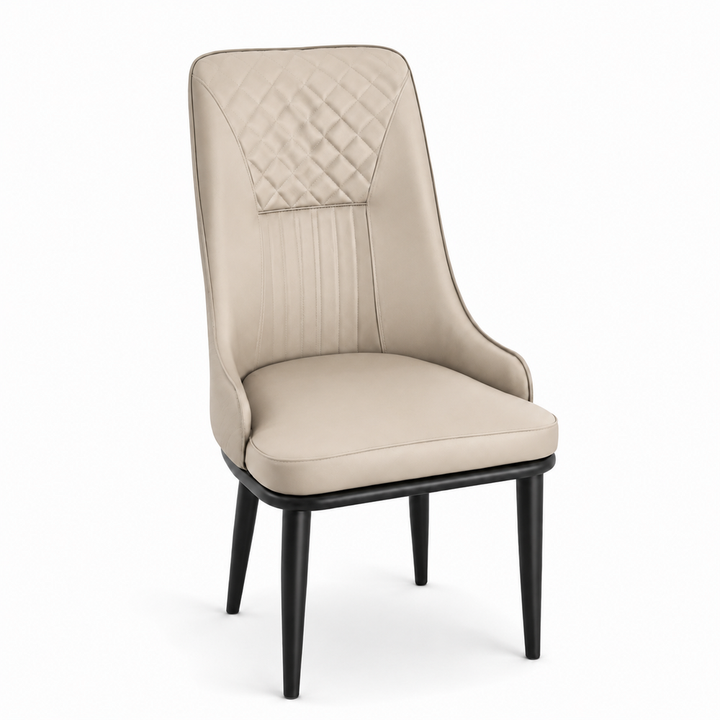 Charlotte Quilted Dining Chair - Vegan Leather 06 - Light Mushroom