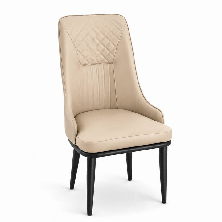 Charlotte Quilted Dining Chair - Vegan Leather 07 - Warm Beige