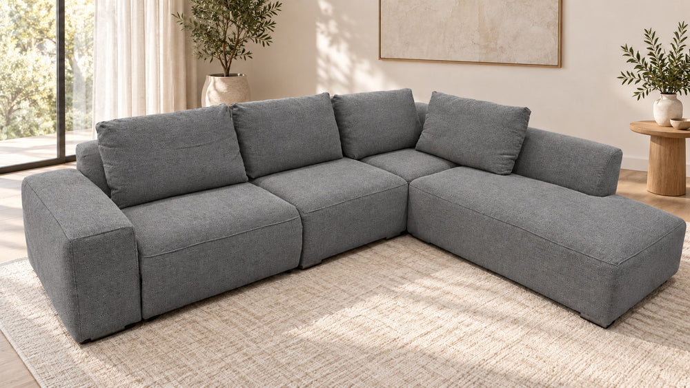 Oscar corner sofa – monelli-10-charcoal-grey – in a living room
