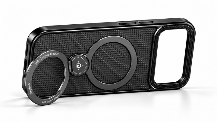 IP17PRO003BLACK folding ring opened with fixed base ring visible