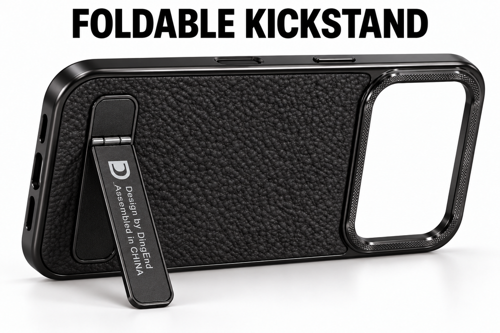 Black folding kickstand case in landscape position