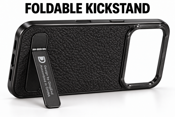 Black folding kickstand case in landscape position