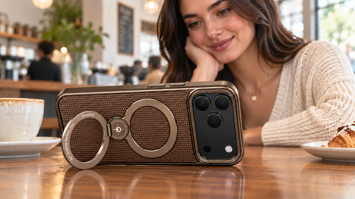 IP17PROMAX003GOLDEN hands-free tabletop viewing with both rings visible