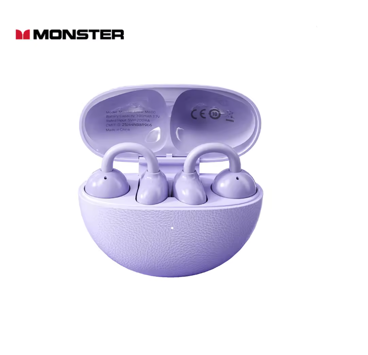 Monster M800 Open-Ear Wireless Earbuds,Black/Purple
