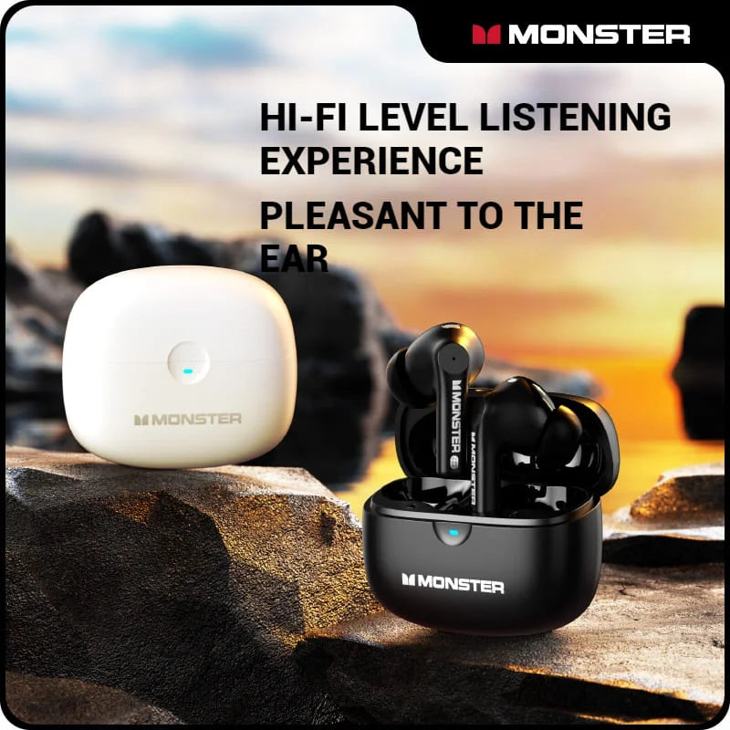 Monster GT16 True Wireless Bluetooth Earbuds with Charging Case – Black