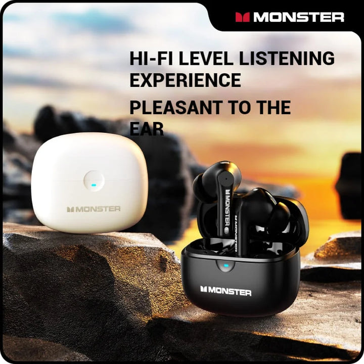 Monster GT16 True Wireless Bluetooth Earbuds with Charging Case – Black