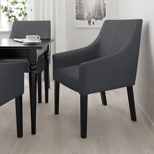 Ikea SAKARIAS fabric chair with armrests , black-Sporda dark grey