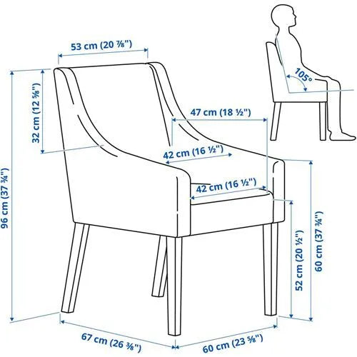 Ikea SAKARIAS fabric chair with armrests , black-Sporda dark grey