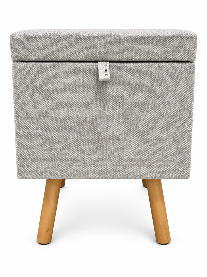 Compact light grey folding pet steps in folded footstool position
