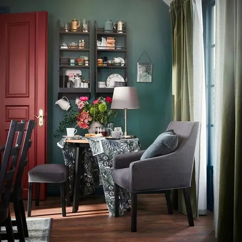 Ikea SAKARIAS fabric chair with armrests , black-Sporda dark grey
