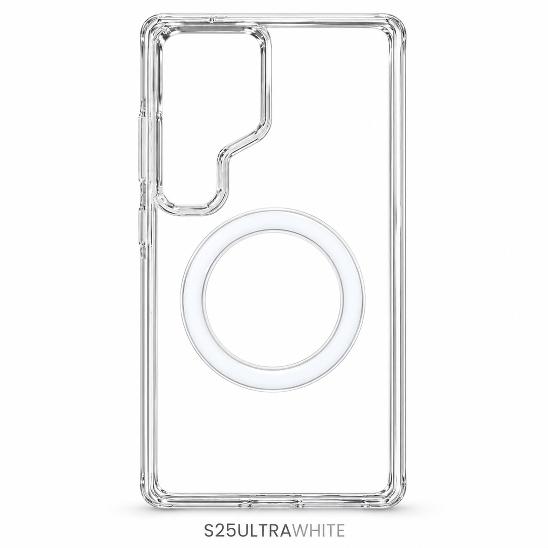 Clear Samsung S25 Ultra case with white ring