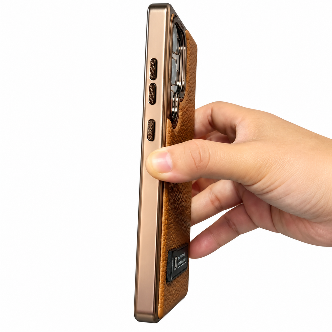 Side view of brown phone case