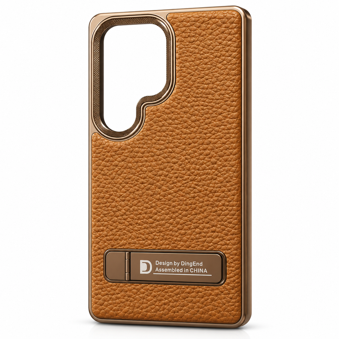 Empty brown phone case without phone or camera lenses