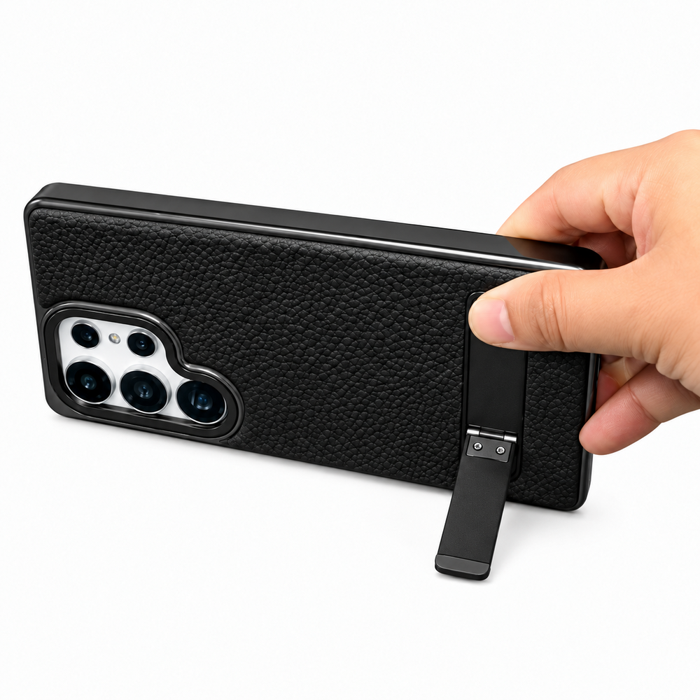 Samsung Galaxy S25 Ultra black textured kickstand case