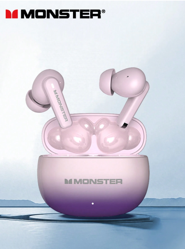 Monster- Aura Fit XT02 True Wireless Eaphones, Purple /Cherry Blossom