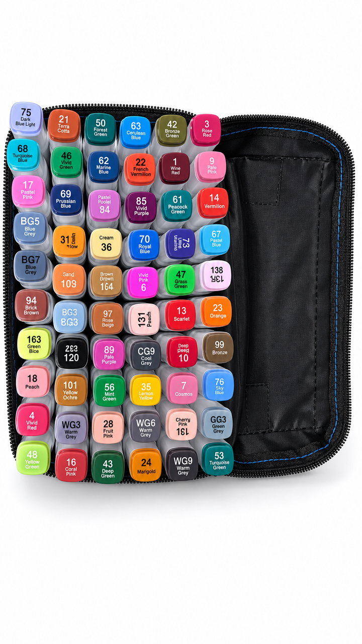 Colour Dual Tip Art Marker Set with Stand &amp; Carry Bag