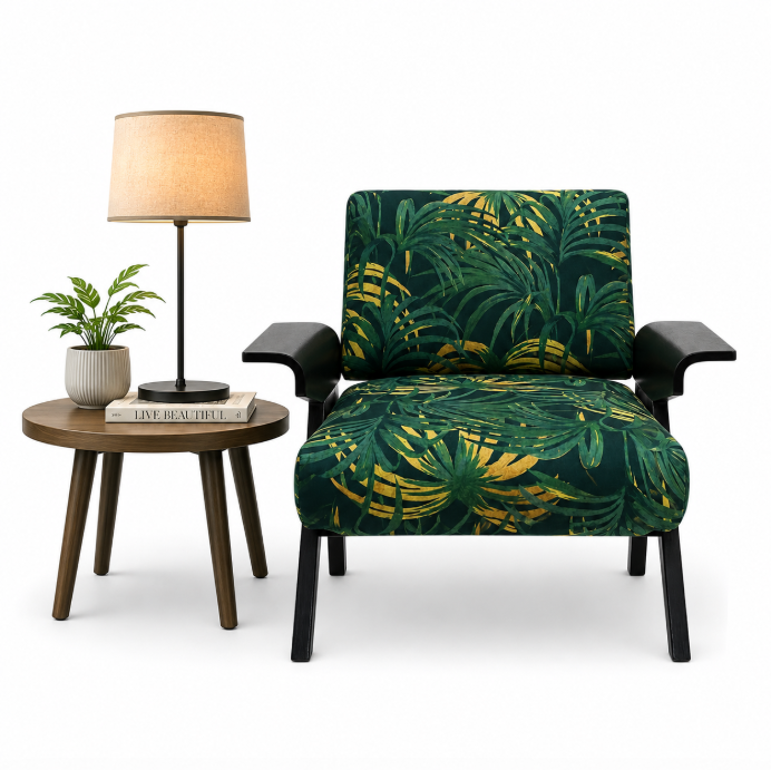 Yangshibari Forest Green Lounge Chair – Modern Accent Armchair
