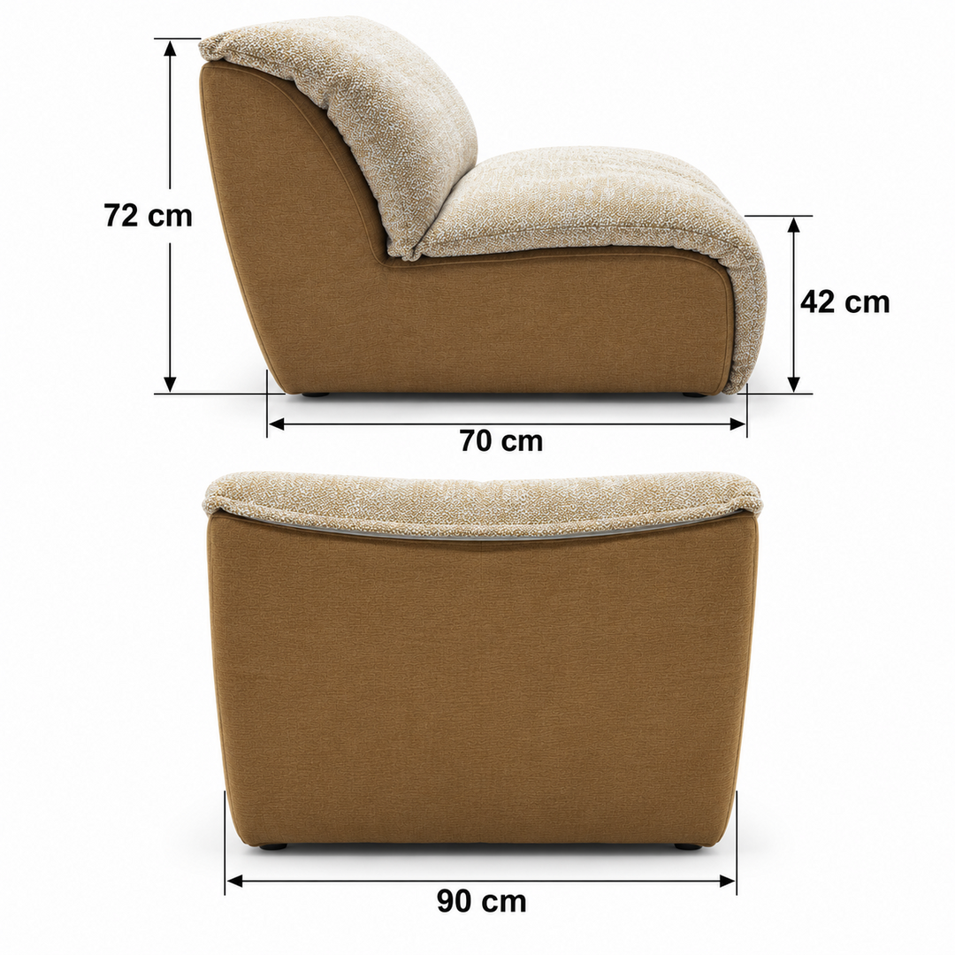 Two-Tone Lounge Chair with Phone Holder – Brown &amp; Cream