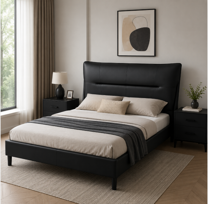 Volgakongman Bed Combo (bed+2 bedside tables), black