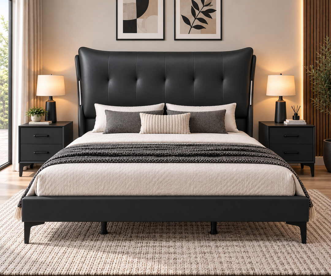 Congozonchi Black Bed Frame – Modern Queen Bed