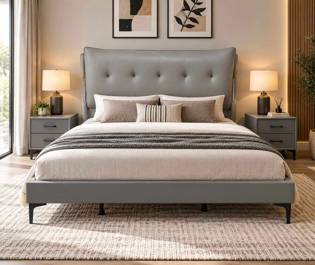 Mahayambi Dark Grey Bed Combo – Bed + 2 Bedside Tables