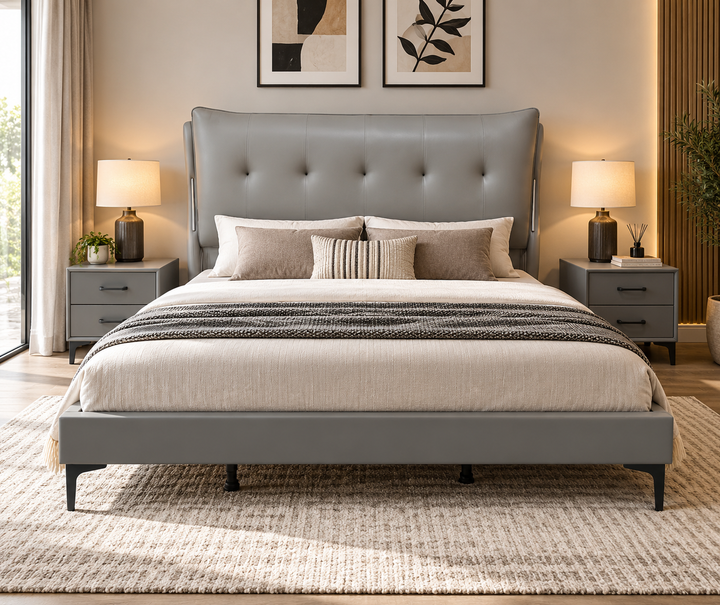 Mahayambi Dark Grey Bed Combo – Bed + 2 Bedside Tables
