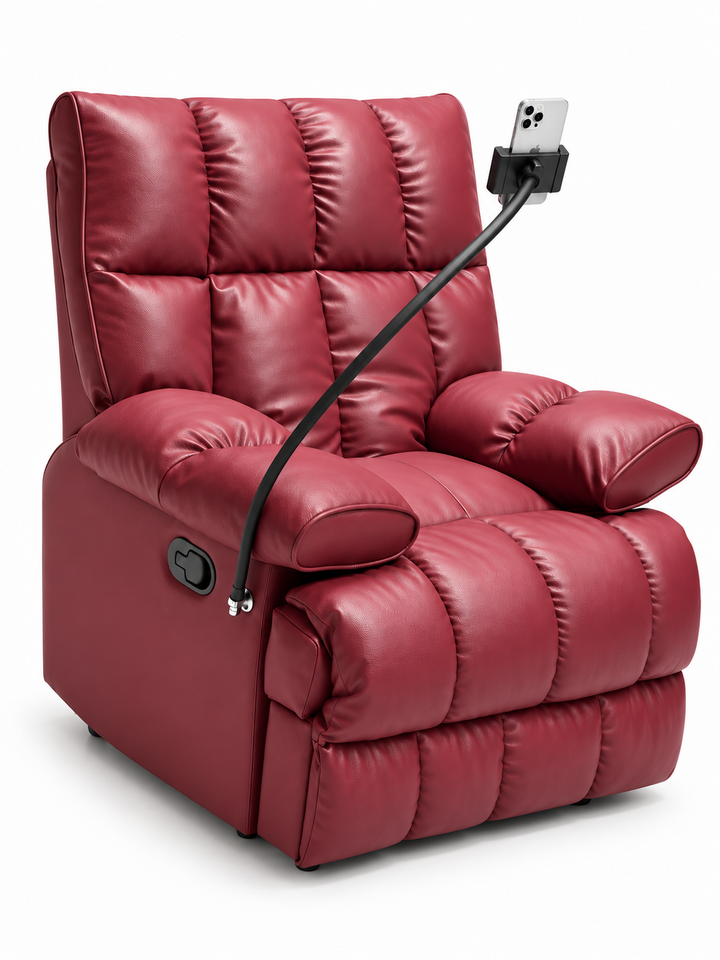 Burgundy Rocking Recliner Chair with Phone Holder