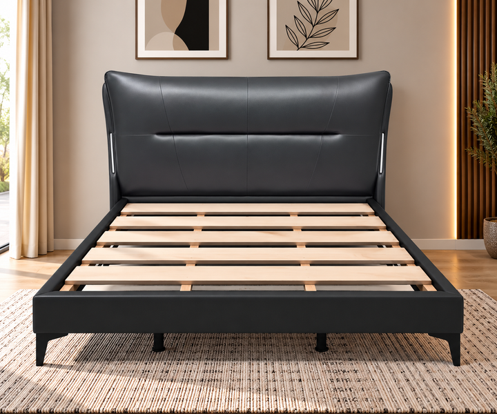 Volgakongman Black Queen Bed Frame – Modern Upholstered Bed (Floor sample)