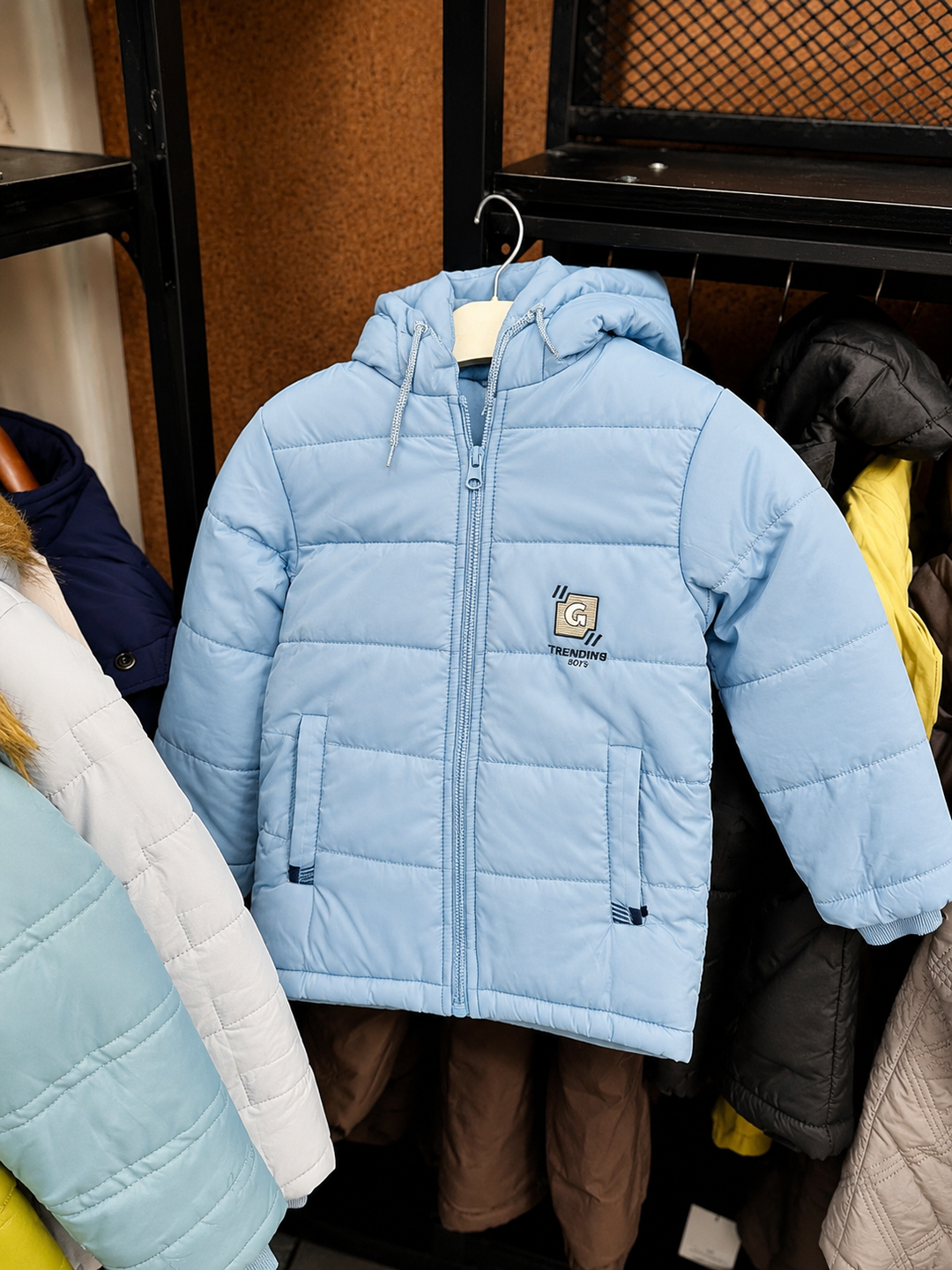 Kids Sky Blue Hooded Puffer Jacket