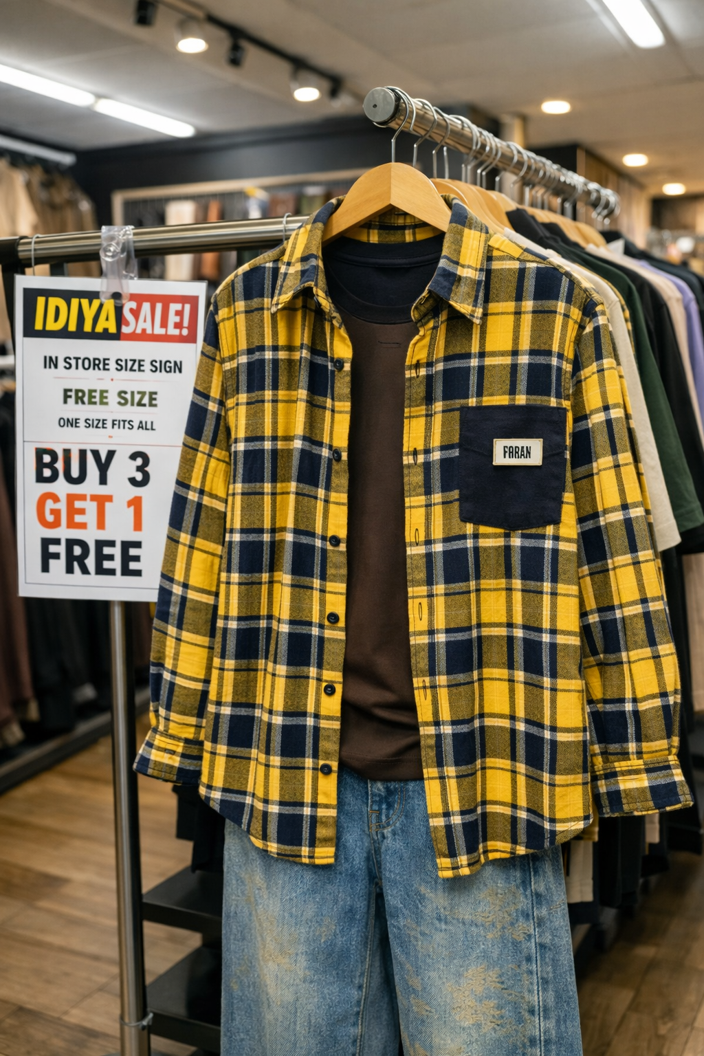 Classic Yellow &amp; Navy Plaid Shirt – IDIYA Edition