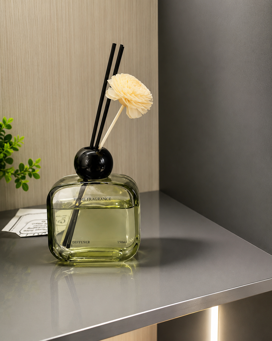 Elegant Glass Reed Diffuser with Decorative Flower