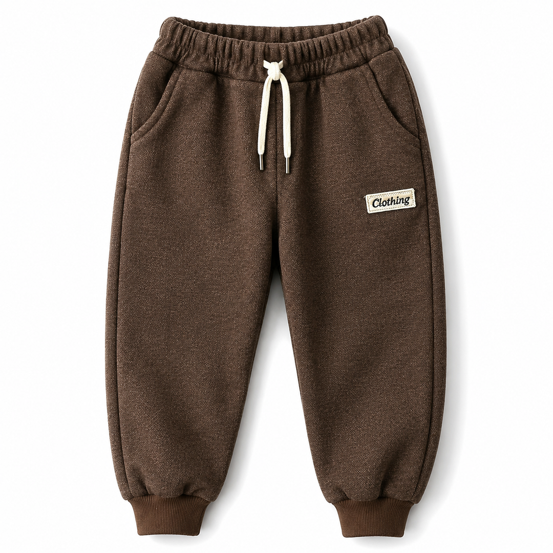 Kids Brown Fleece Jogger Pants