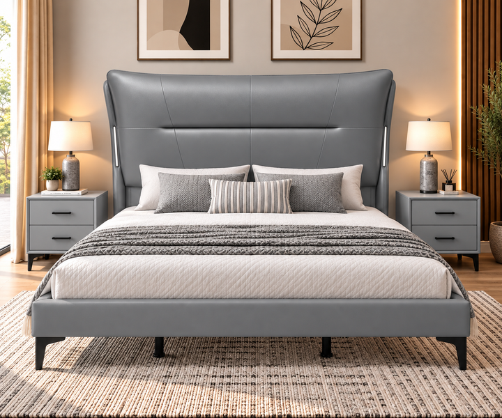 Mahavikbi Grey Bed Combo – Bed Frame + 2 Bedside Tables