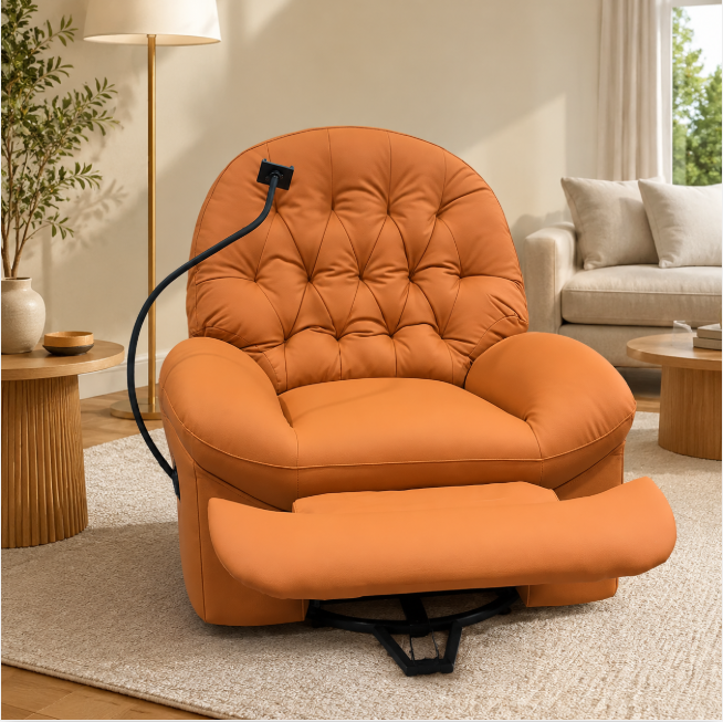 Emma Orange Recliner Armchair &amp; Rocking Chair with Phone Holder
