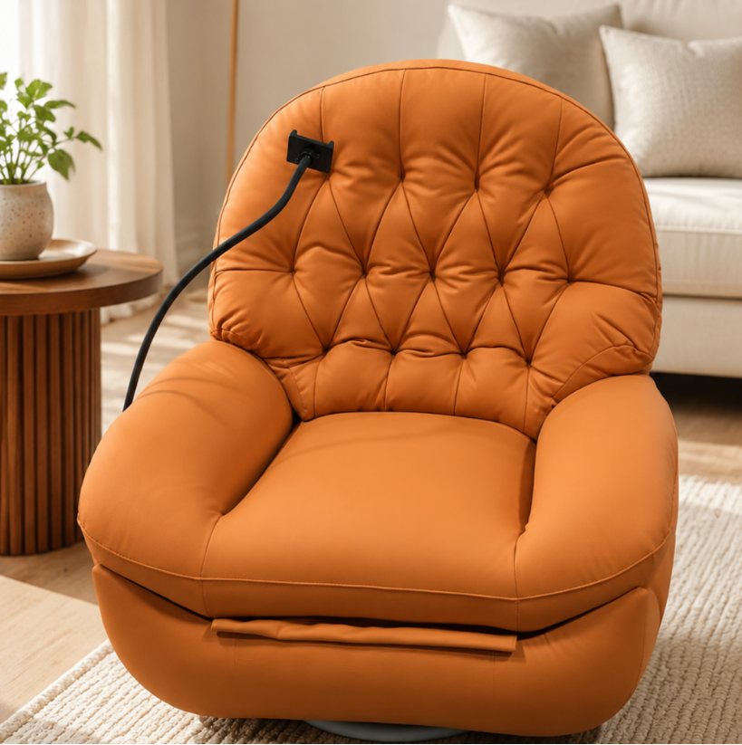 Emma Orange Recliner Armchair &amp; Rocking Chair with Phone Holder