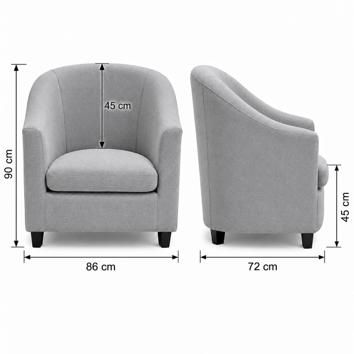 Grey armchair dimensions