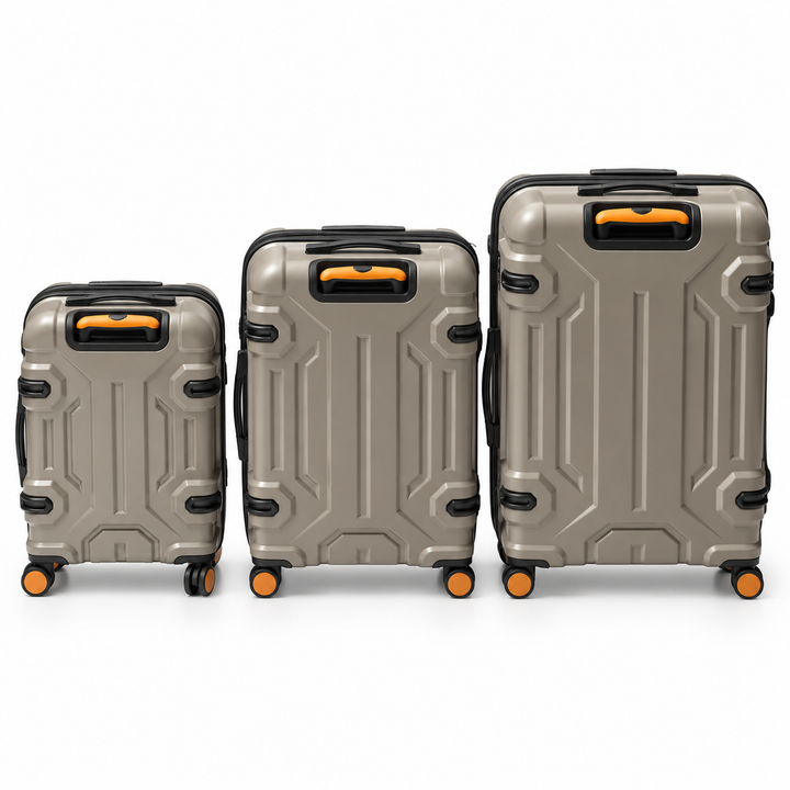 Rear view of Fiesta Cabin, 26-inch and 30-inch taupe suitcases
