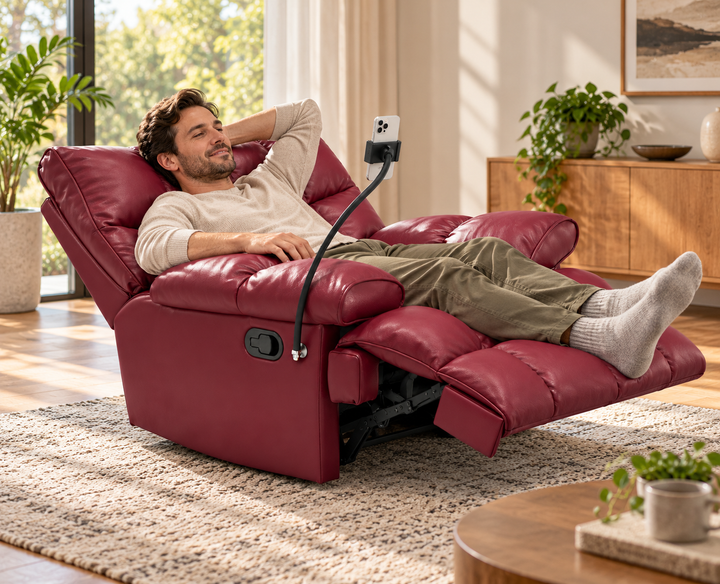 Burgundy Rocking Recliner Chair with Phone Holder