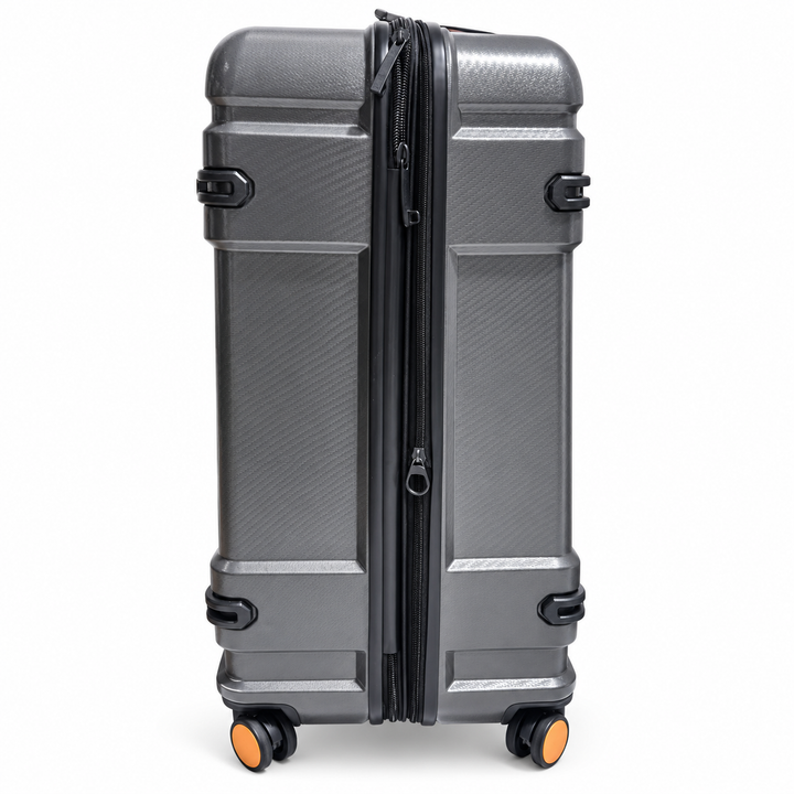 Fiesta charcoal grey suitcase expansion zip side view
