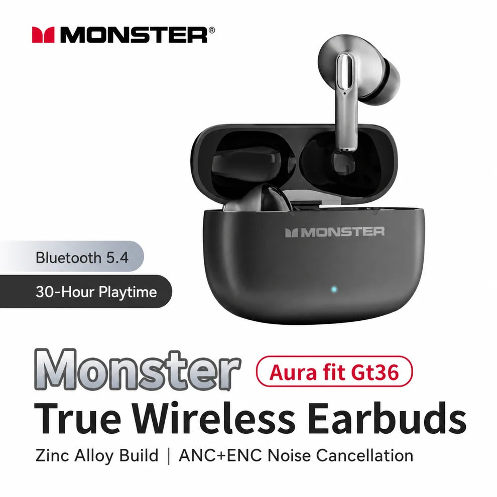 Monster Aura Fit GT36 ANC True Wireless Bluetooth Earbuds