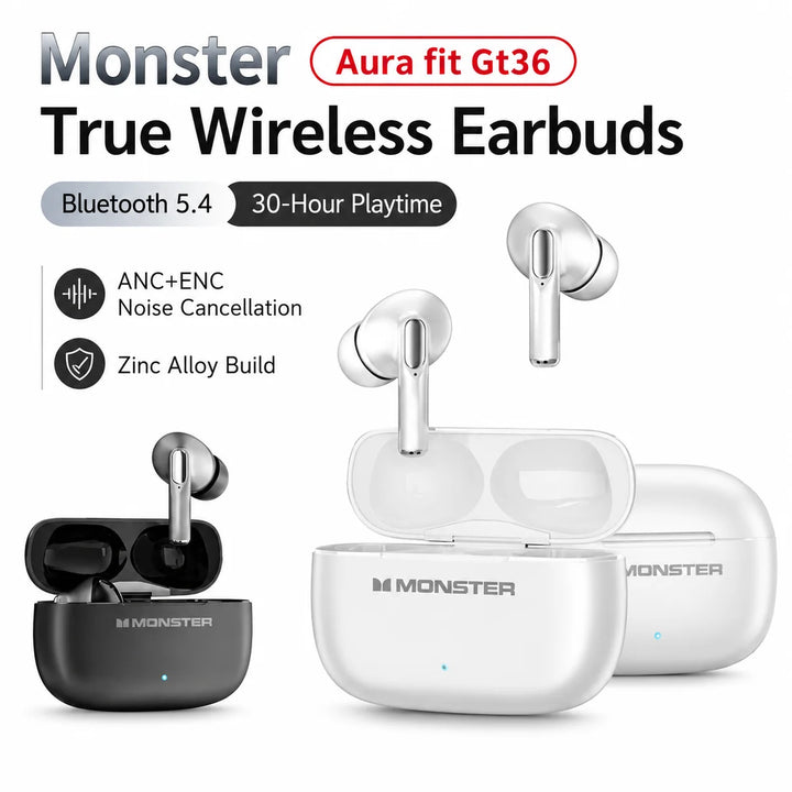 Monster Aura Fit GT36 ANC True Wireless Bluetooth Earbuds