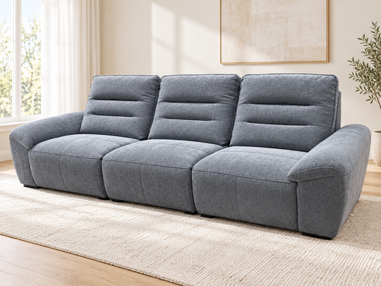 Henry three-seat sofa in grey upholstery – digitally generated three-seat visualisation