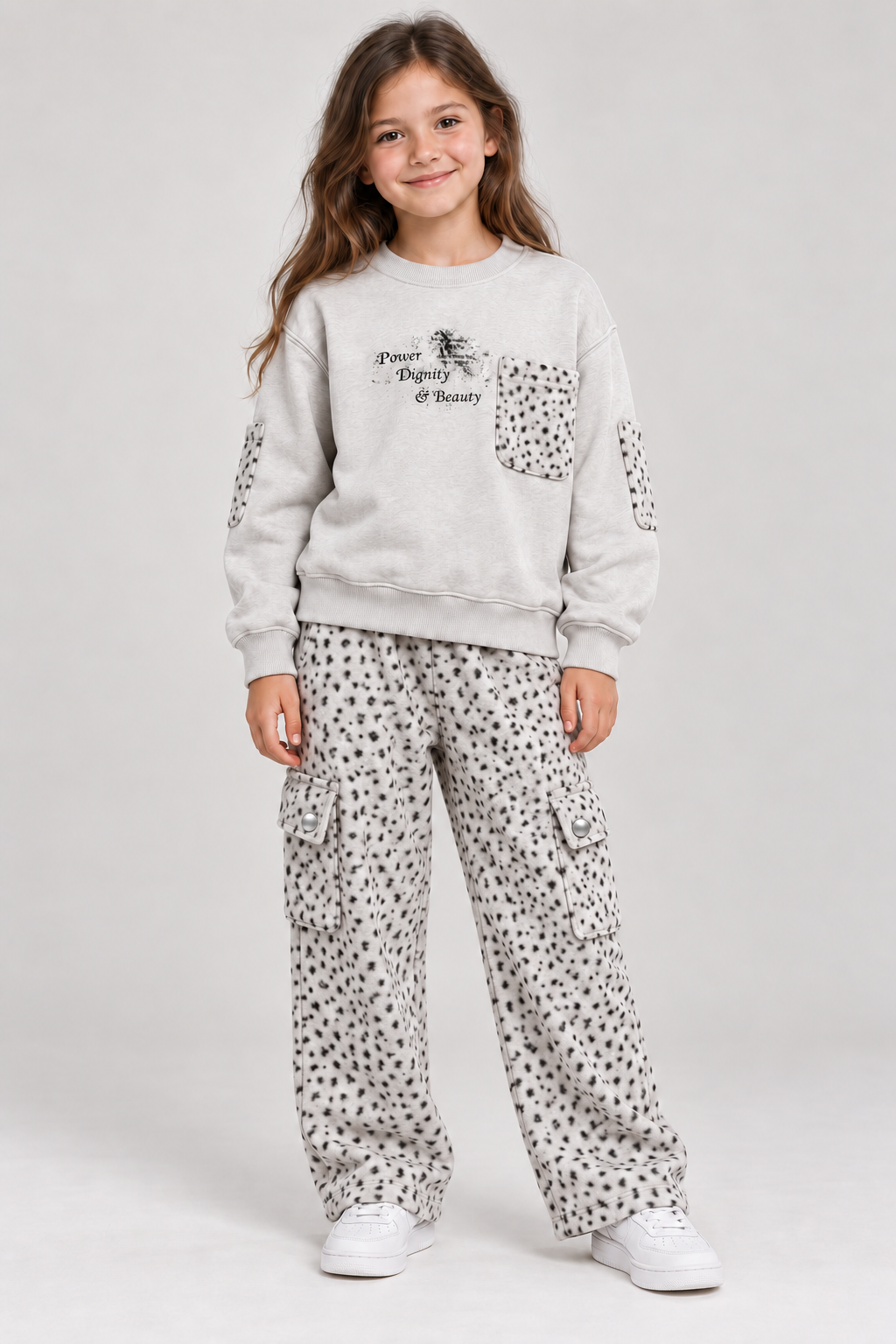 8009 girls set with silver metal pocket snaps model