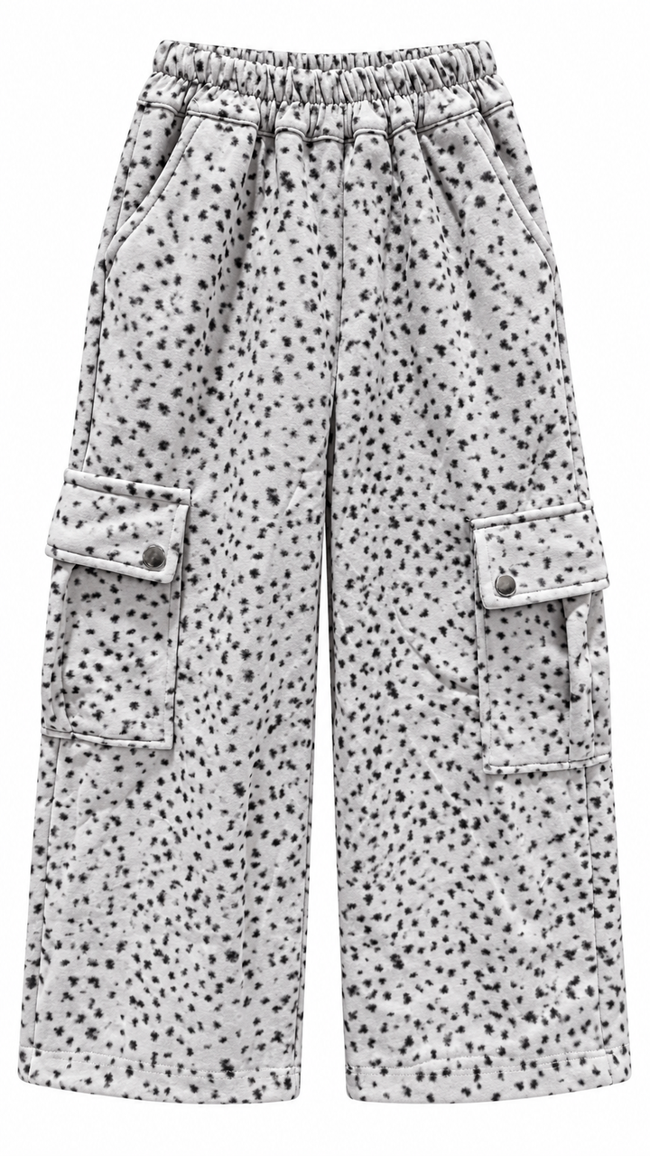 8009 girls set with silver metal pocket snaps trousers