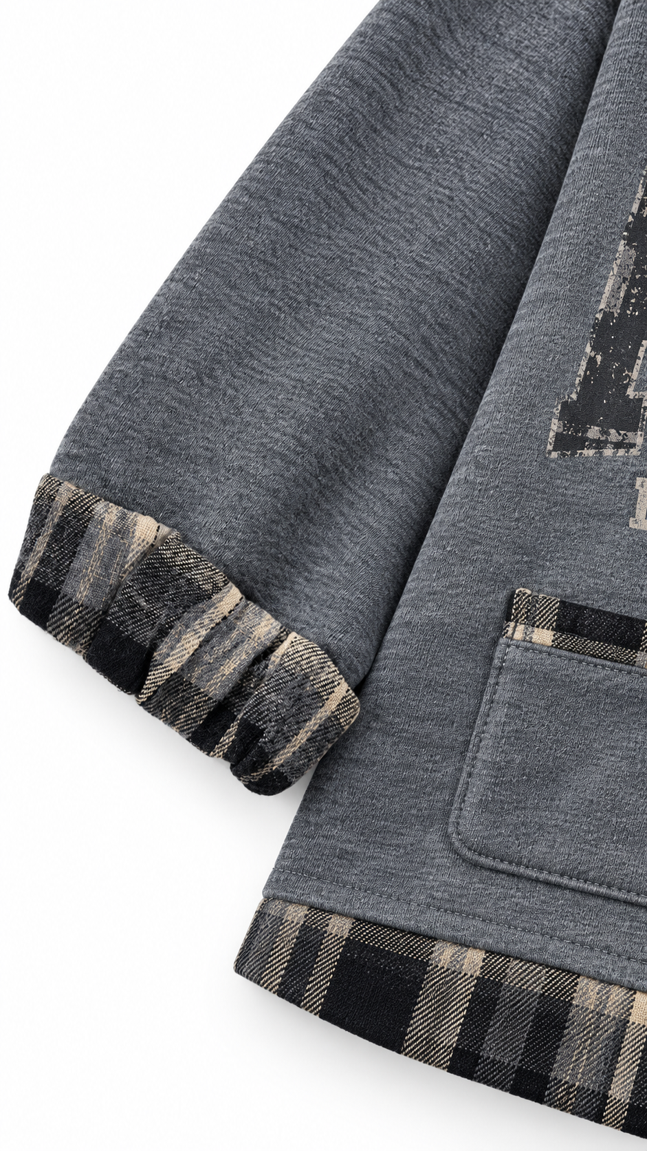 8026 plaid sleeve cuff detail