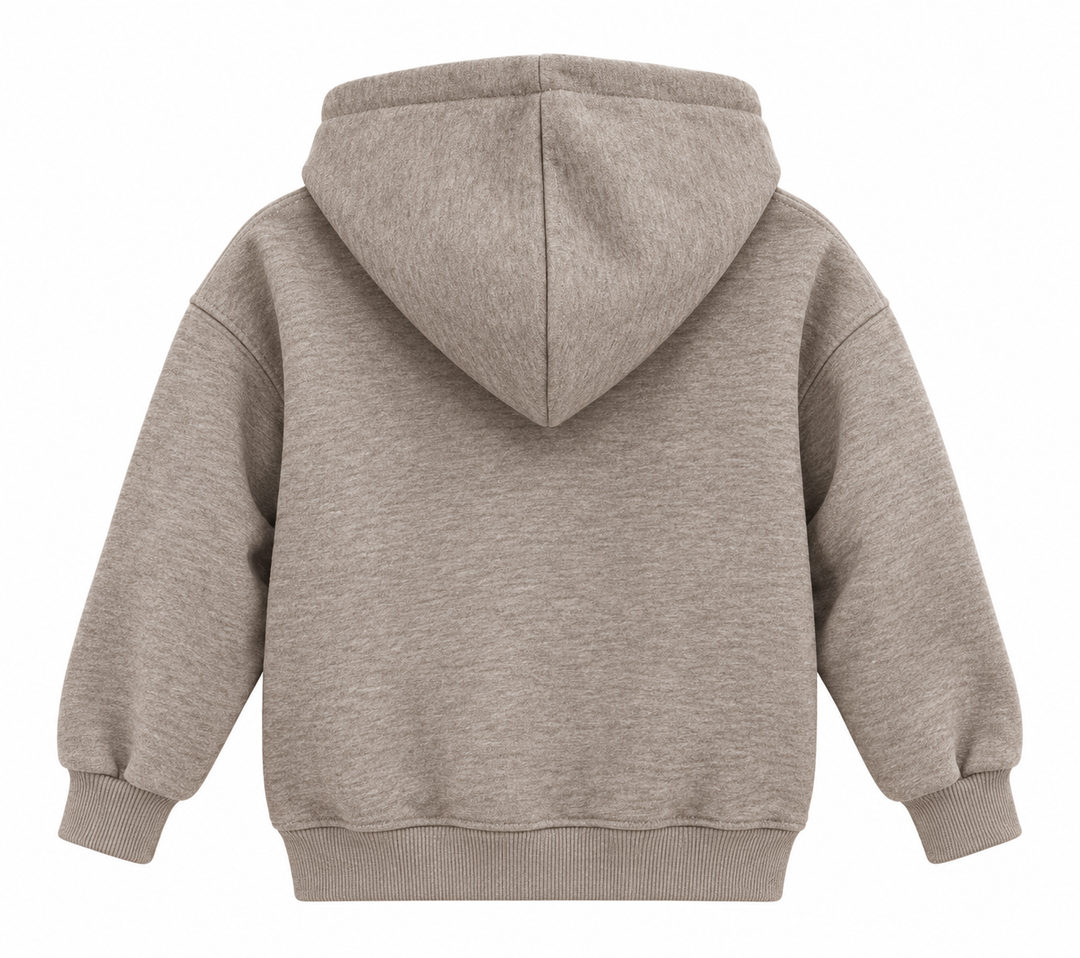 8066 MUK kids hoodie warm taupe marl back view