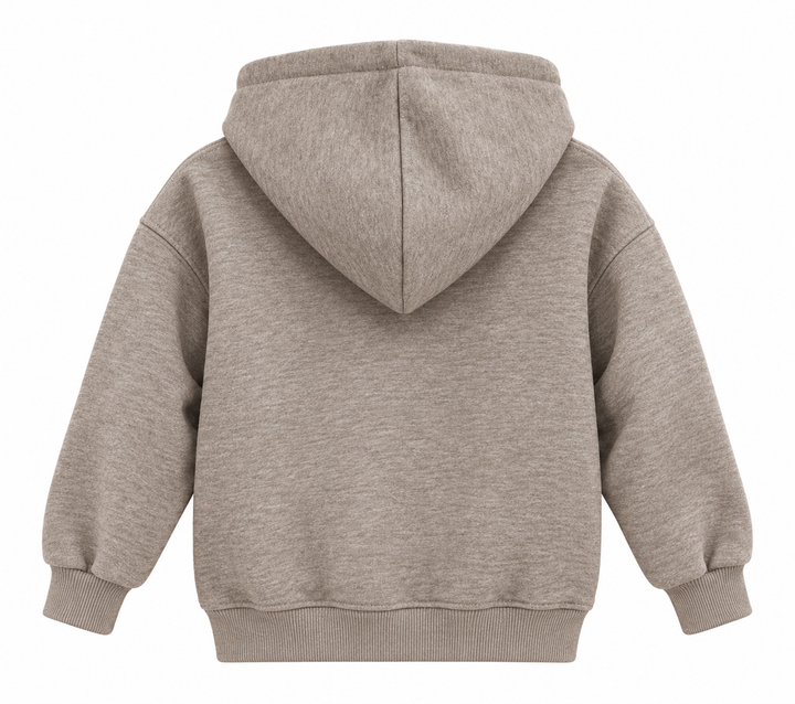 8066 MUK kids hoodie warm taupe marl back view