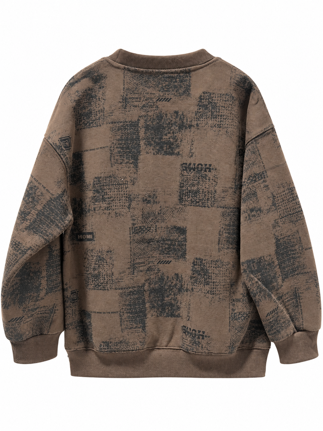 Brown 8068-2 sweatshirt back with all-over distressed print