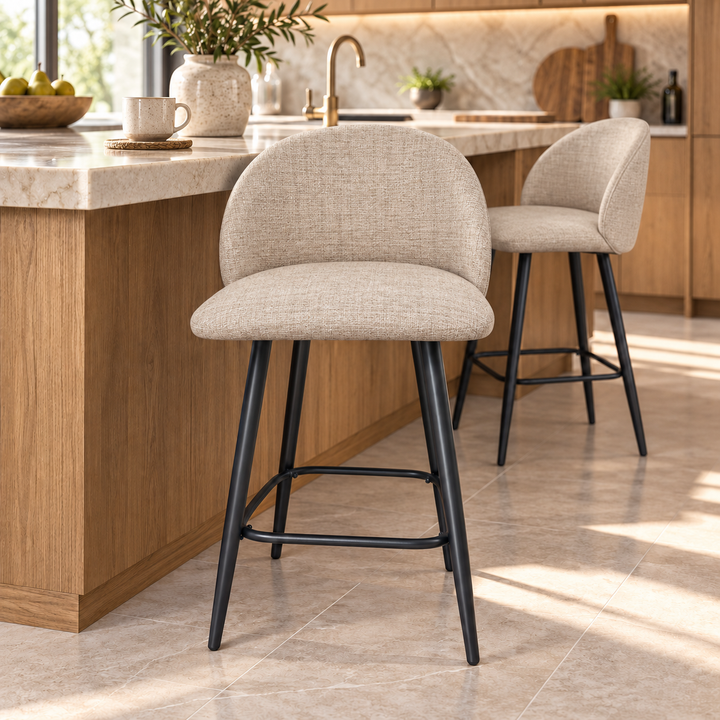 Leo Crescent Bar Stool – Mello 28 - Creamy Beige – kitchen lifestyle