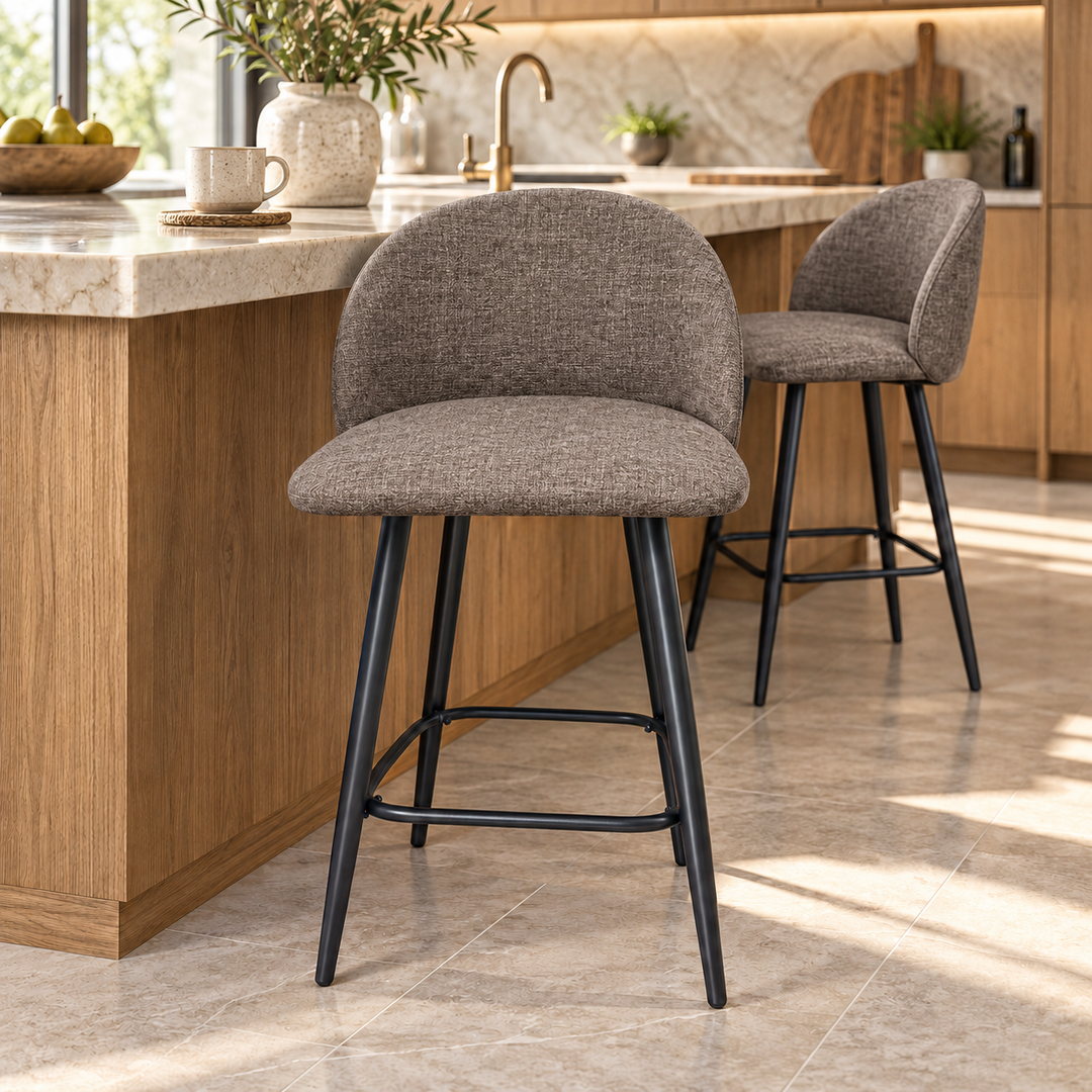 Leo Crescent Bar Stool – Mello 34 - Taupe Brown – kitchen lifestyle